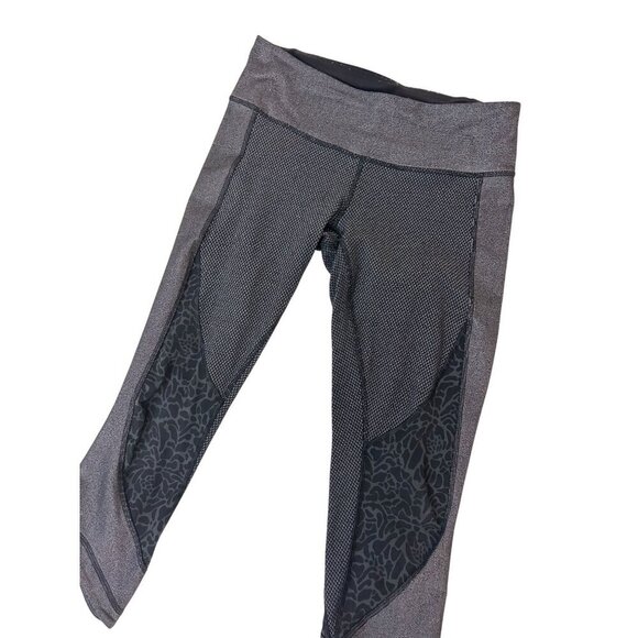 Lululemon Wunder Under Crop Leggings Black Gray animal print 8 - Picture 3 of 6